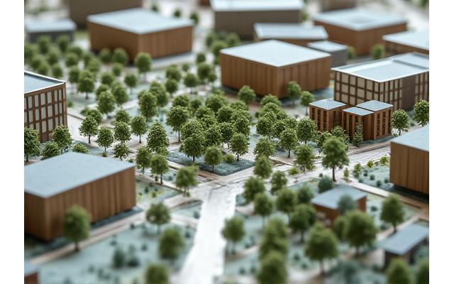 Maquette van een duurzaam stedenbouwkundig ontwikkelingsplan